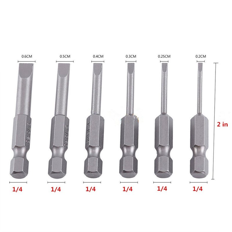 Rocaris 6pcs 2 in 2.0-6.0mm Flat Head Slotted Tip Magnetic Slotted Screwdrivers Bits Multifunctional Alloy Steel Screwdriver Set - Image 2